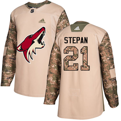 Adidas Coyotes #21 Derek Stepan Camo Authentic Veterans Day Stitched NHL Jersey - Click Image to Close